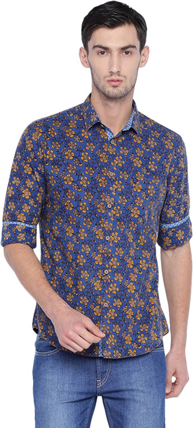 Allen Solly Men Floral Print Casual Blue Shirt