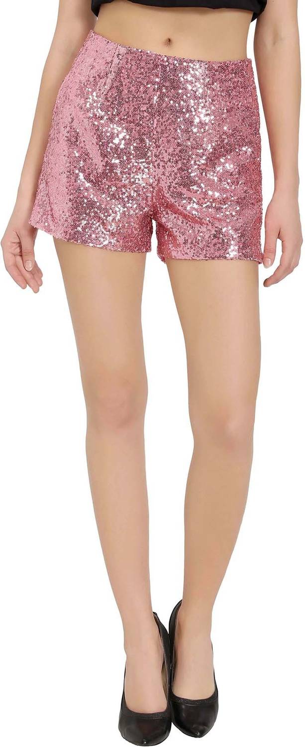ASHTAG Embellished Women Pink Hotpants