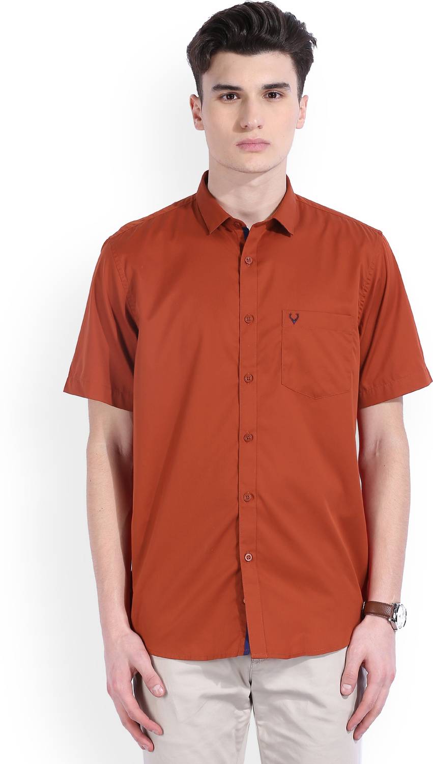 Allen Solly Men Solid Casual Orange Shirt