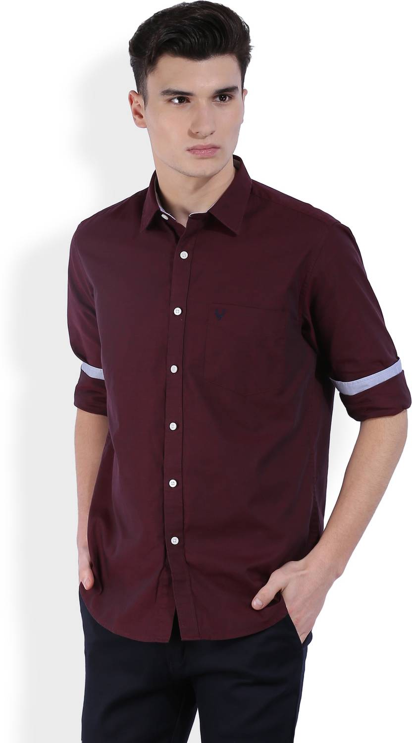 Allen Solly Men Solid Casual Maroon Shirt