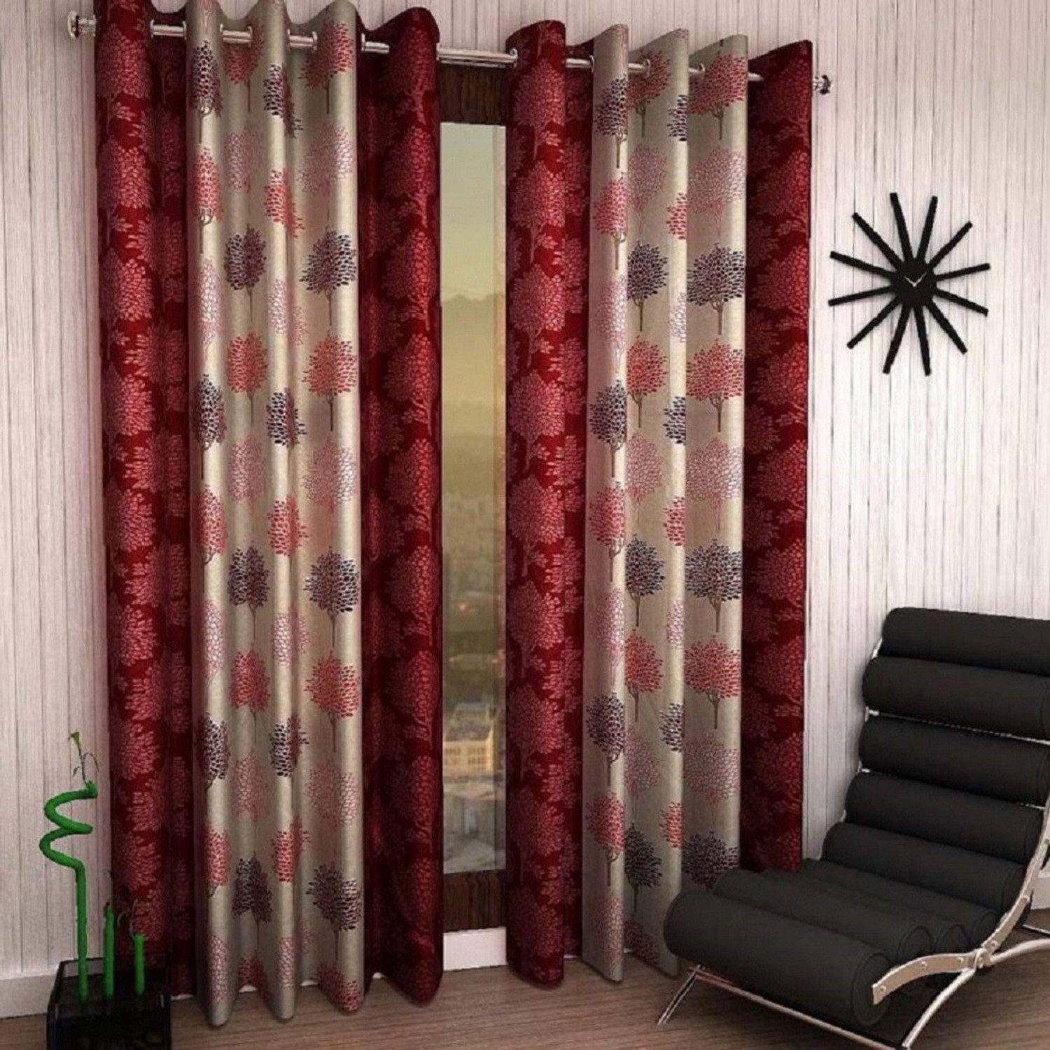 Image of Panipat Textile Hub 152 cm (5 ft) Window Polyester Semi Transparent Curtain (Pack Of 2)
