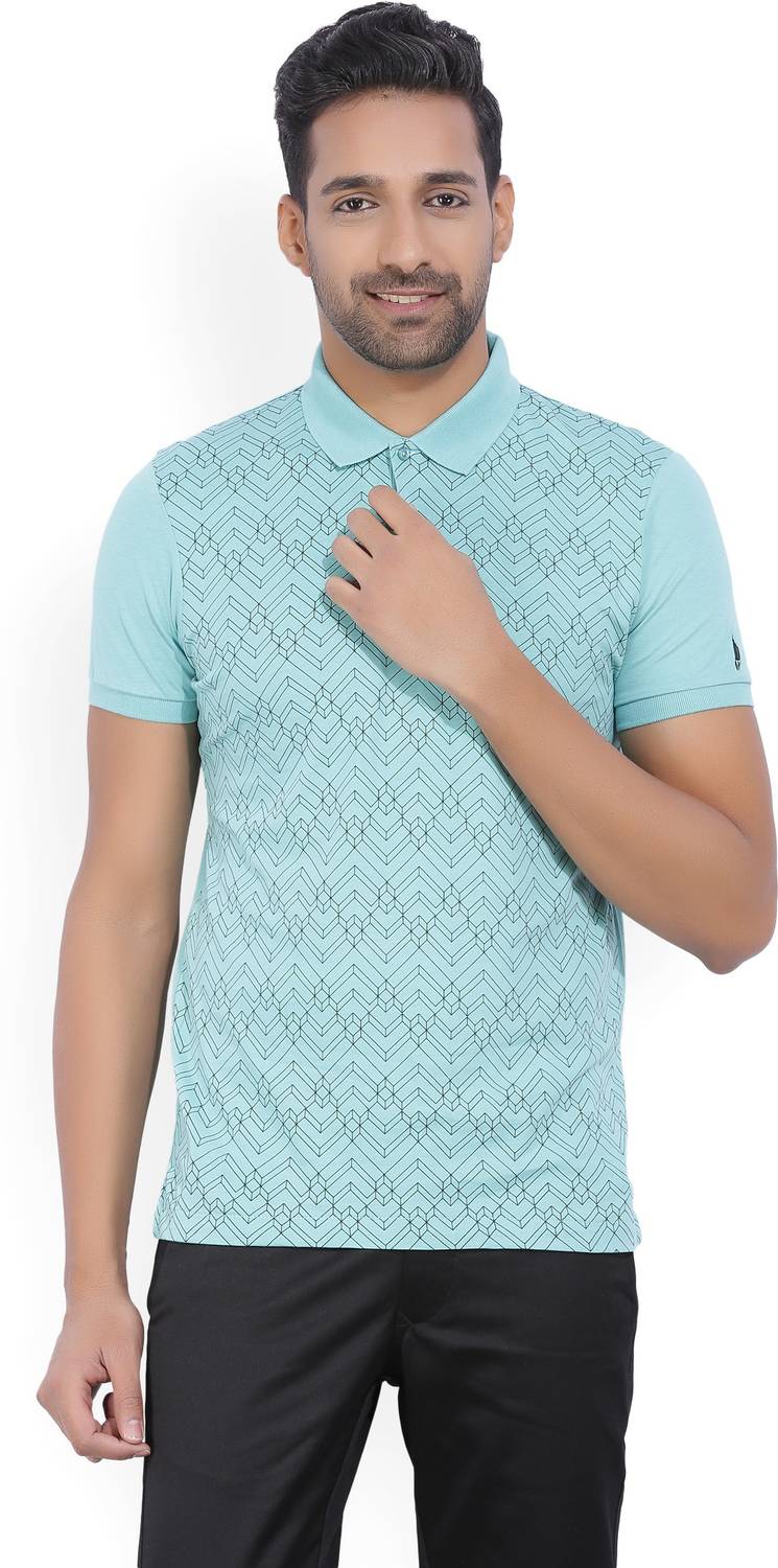 Arrow Newyork Printed Men Polo Neck Light Green T-Shirt