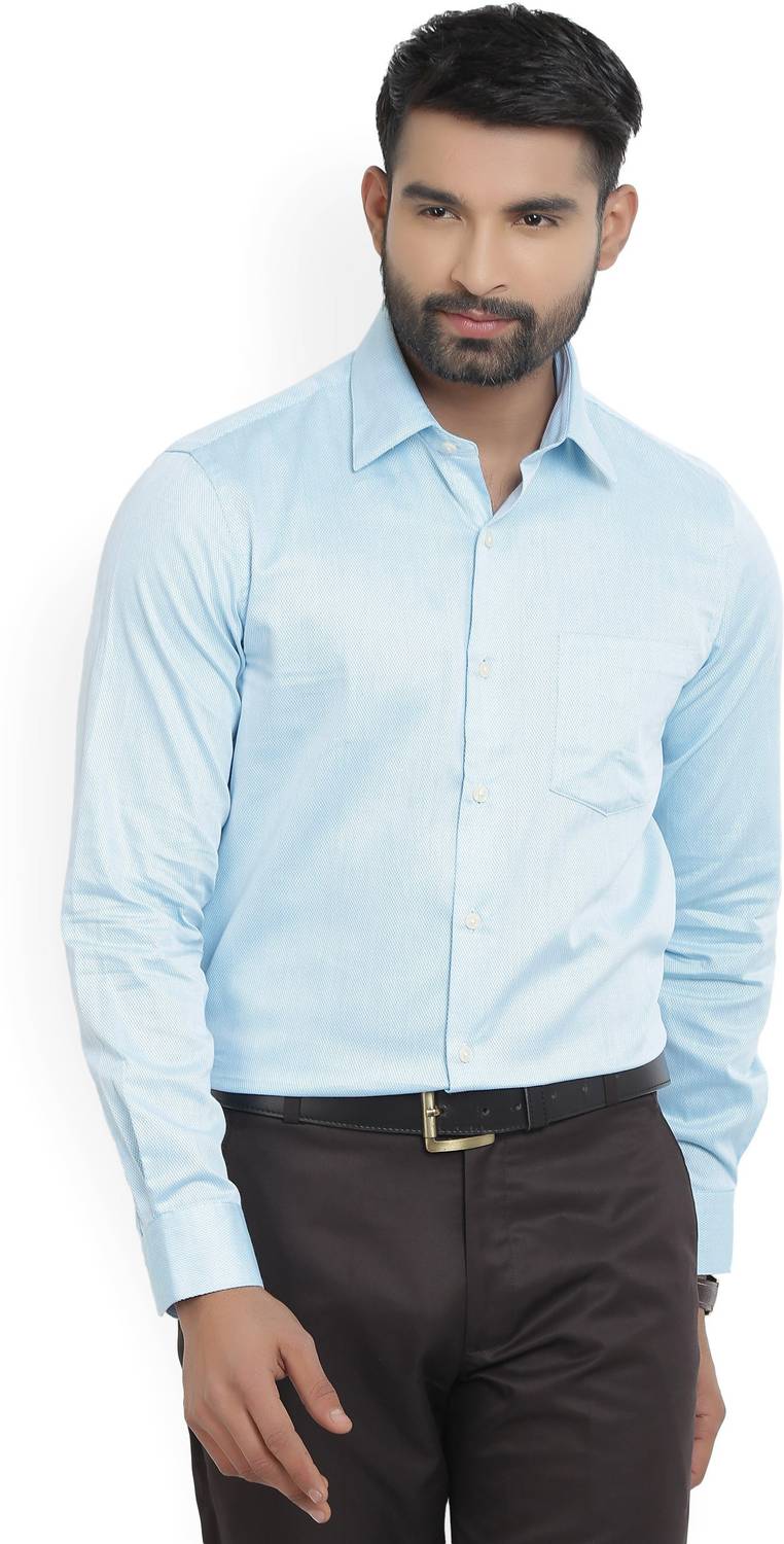 ARROW Men Self Design Formal Light Blue Shirt