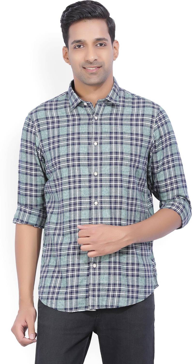Arrow Blue Jean Company Men Checkered Casual White, Green, Blue Shirt