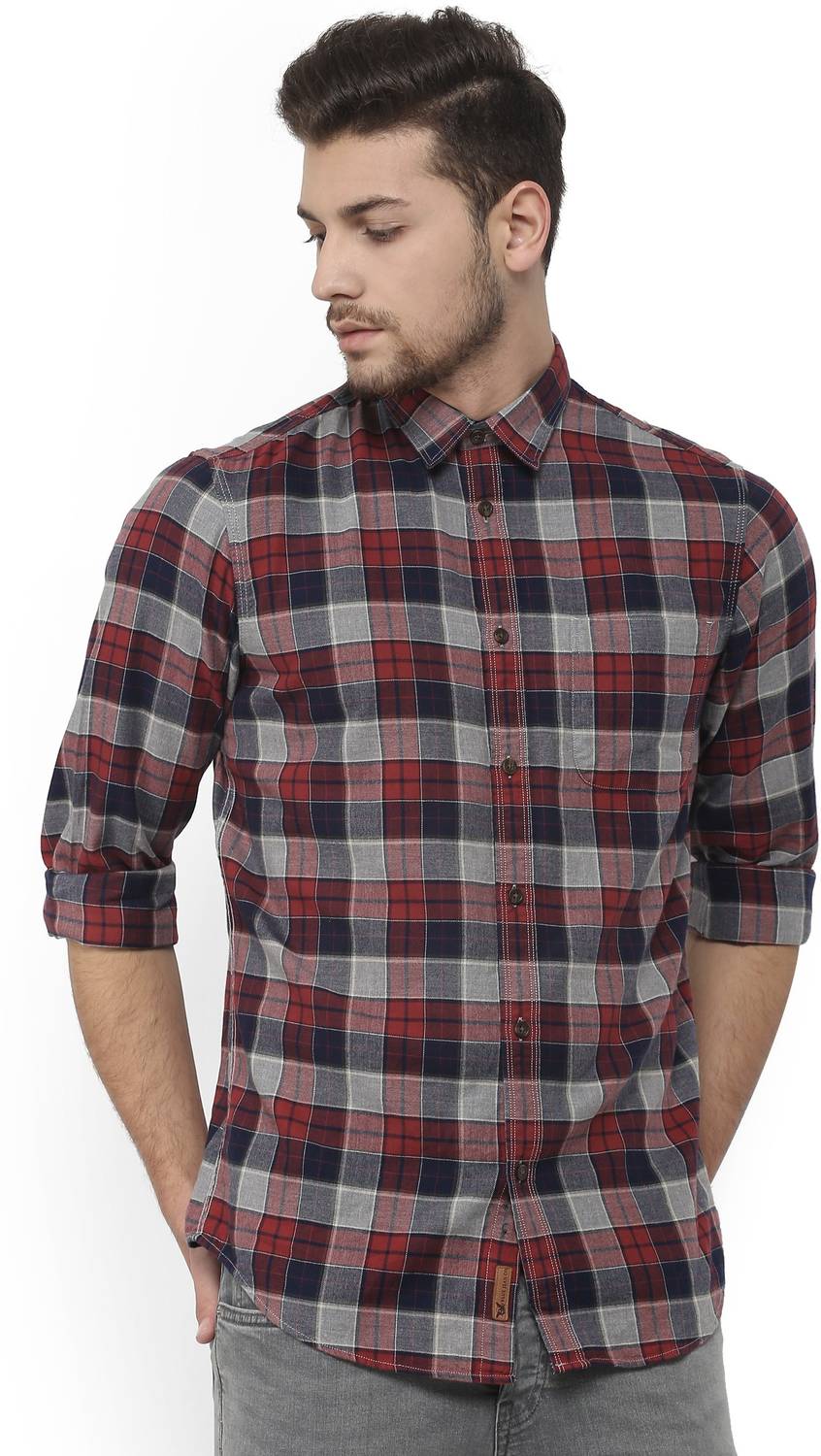 Arrow Blue Jean Company Men Checkered Casual Red, Blue Shirt