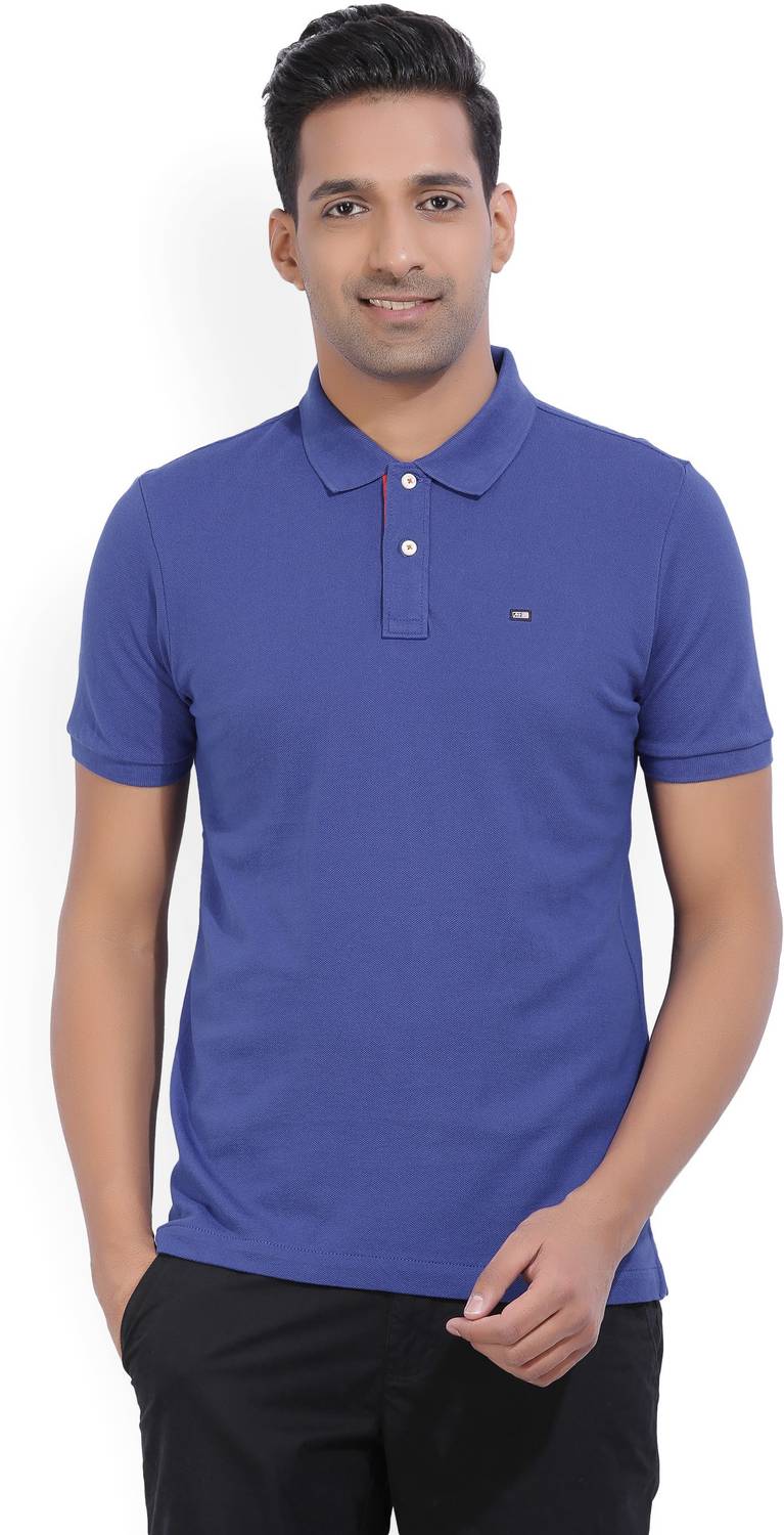 Arrow Sport Solid Men Polo Neck Blue T-Shirt