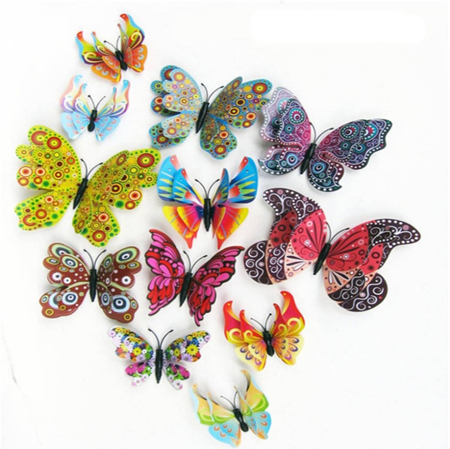 Ampire 12 cm Wall Stickers 3D Butterflies with Magnet Property Double Layer Multicolor Polka Dots Design for Car Magnetic Sticker