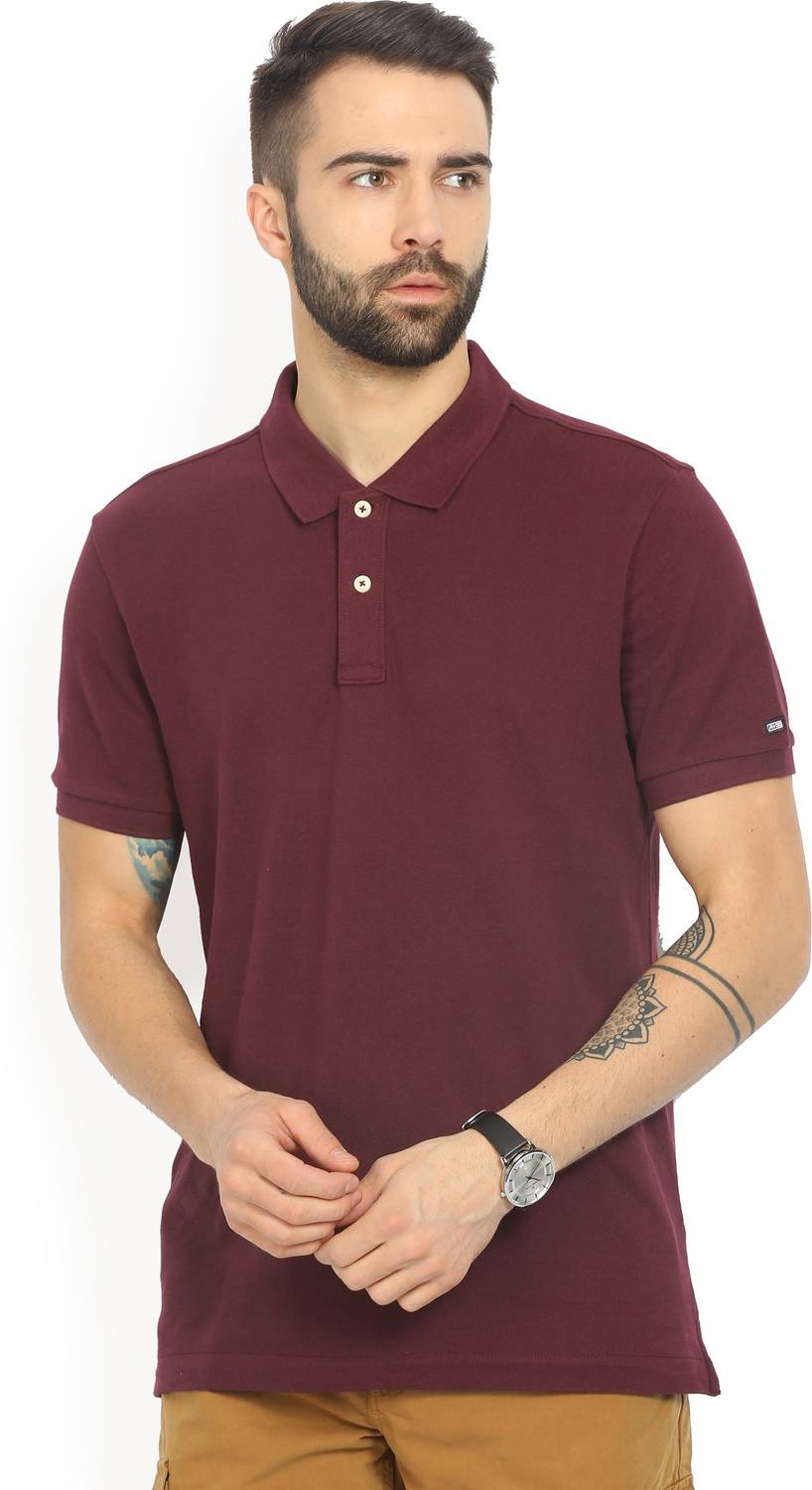 Arrow Sport Solid Men Polo Neck Red T-Shirt