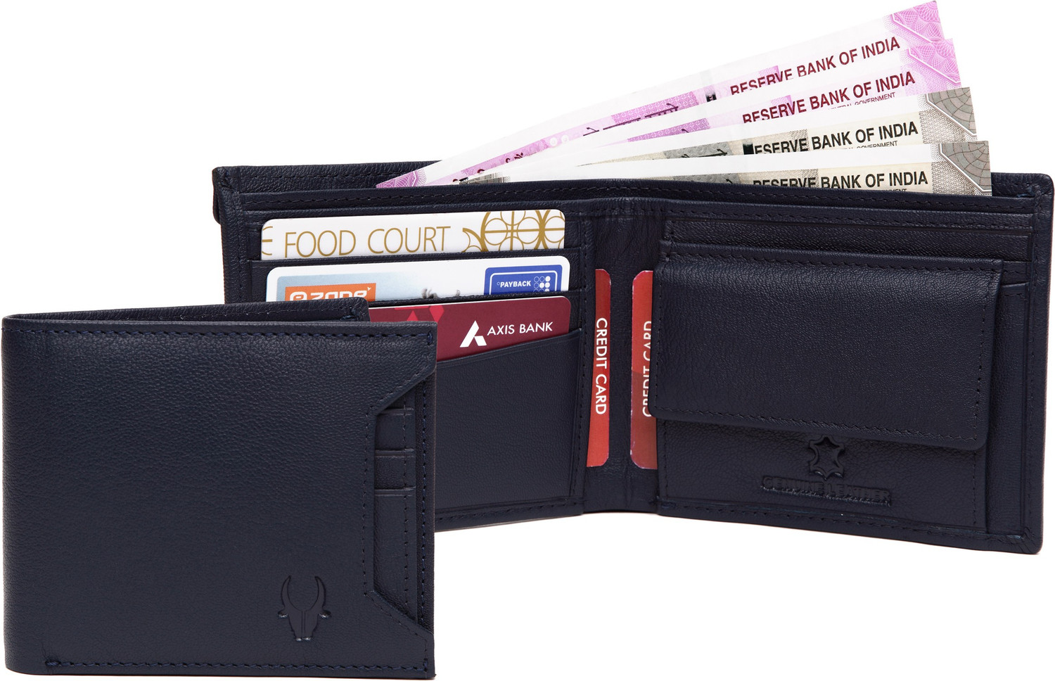 Image of WILDHORN Men Casual Blue Genuine Leather Wallet