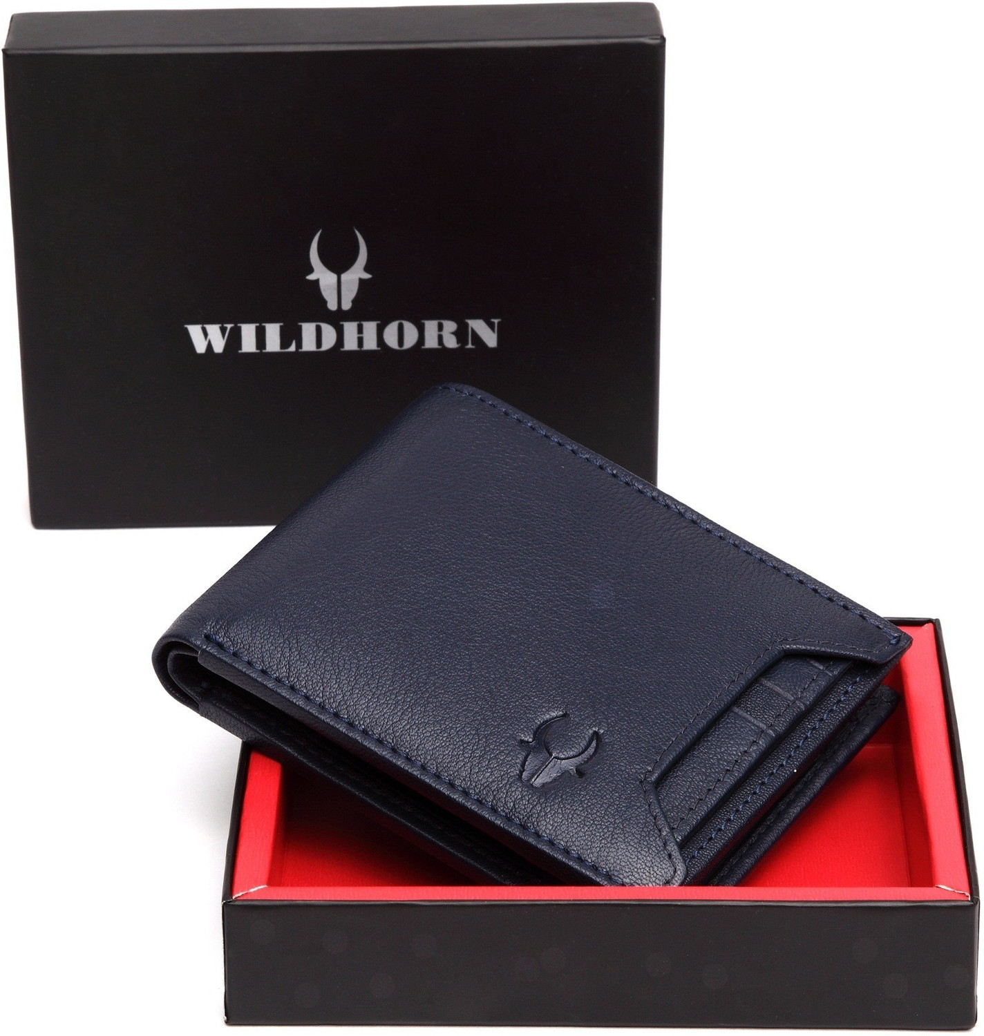 Image of WILDHORN Men Casual Blue Genuine Leather Wallet