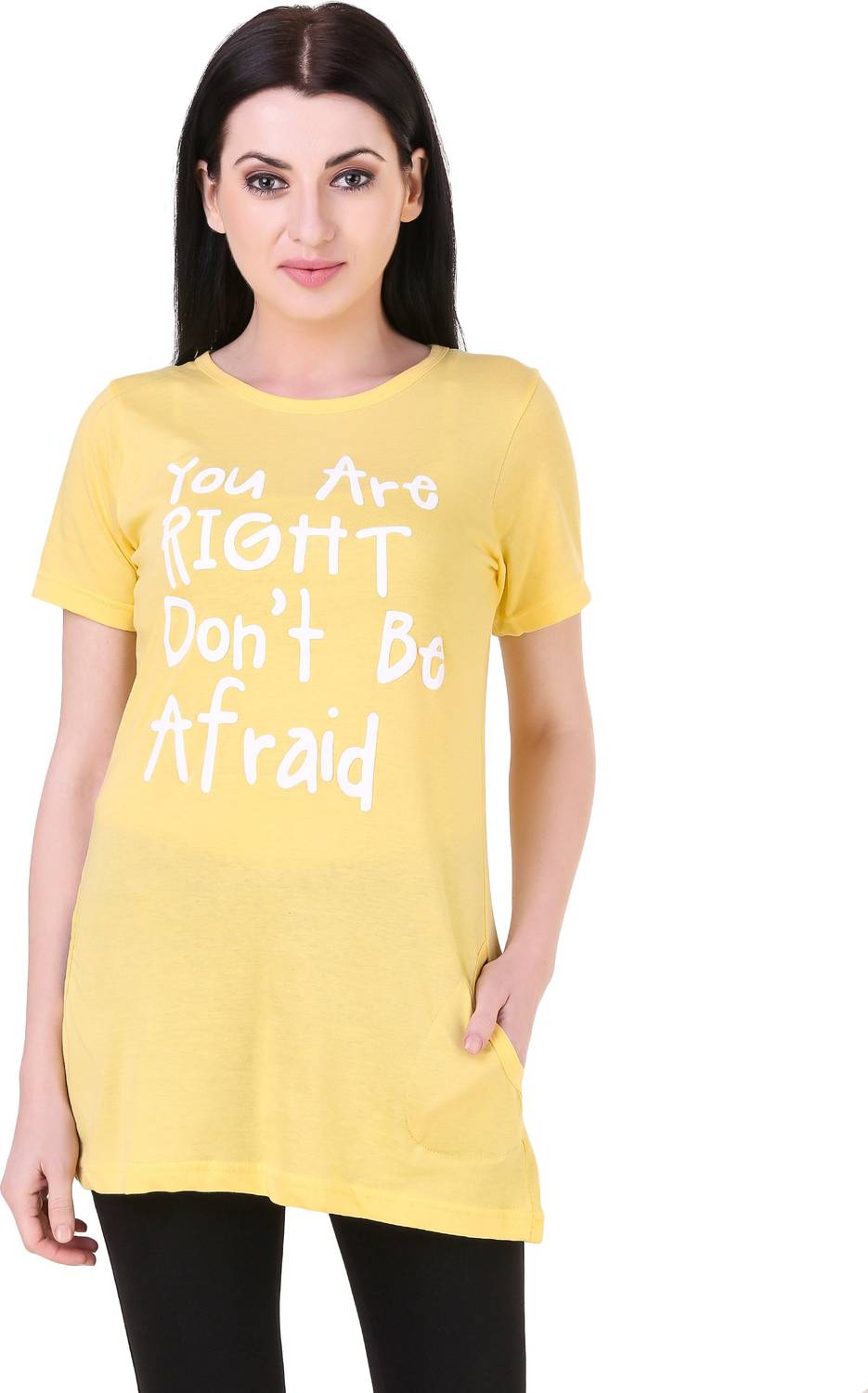 ANIXA Casual Half Sleeve Printed, Graphic Print Women Yellow Top