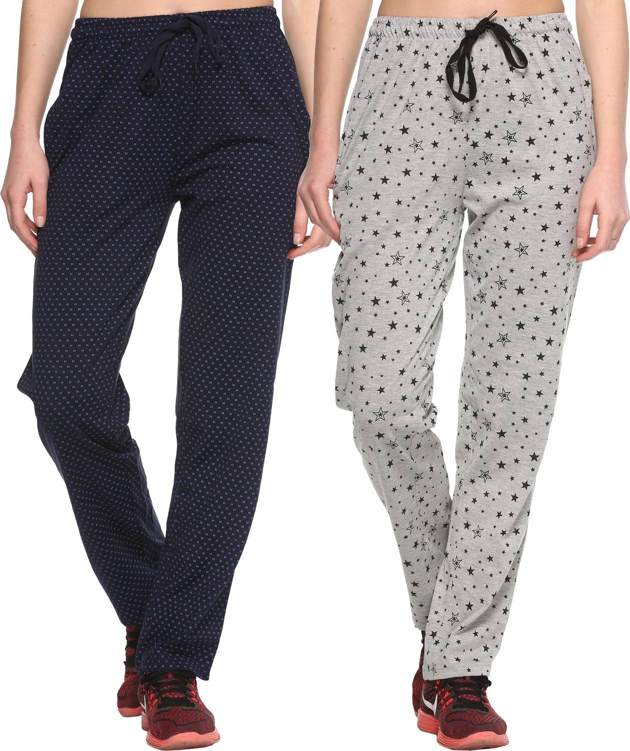 69GAL Printed Women Blue, Grey Track Pants