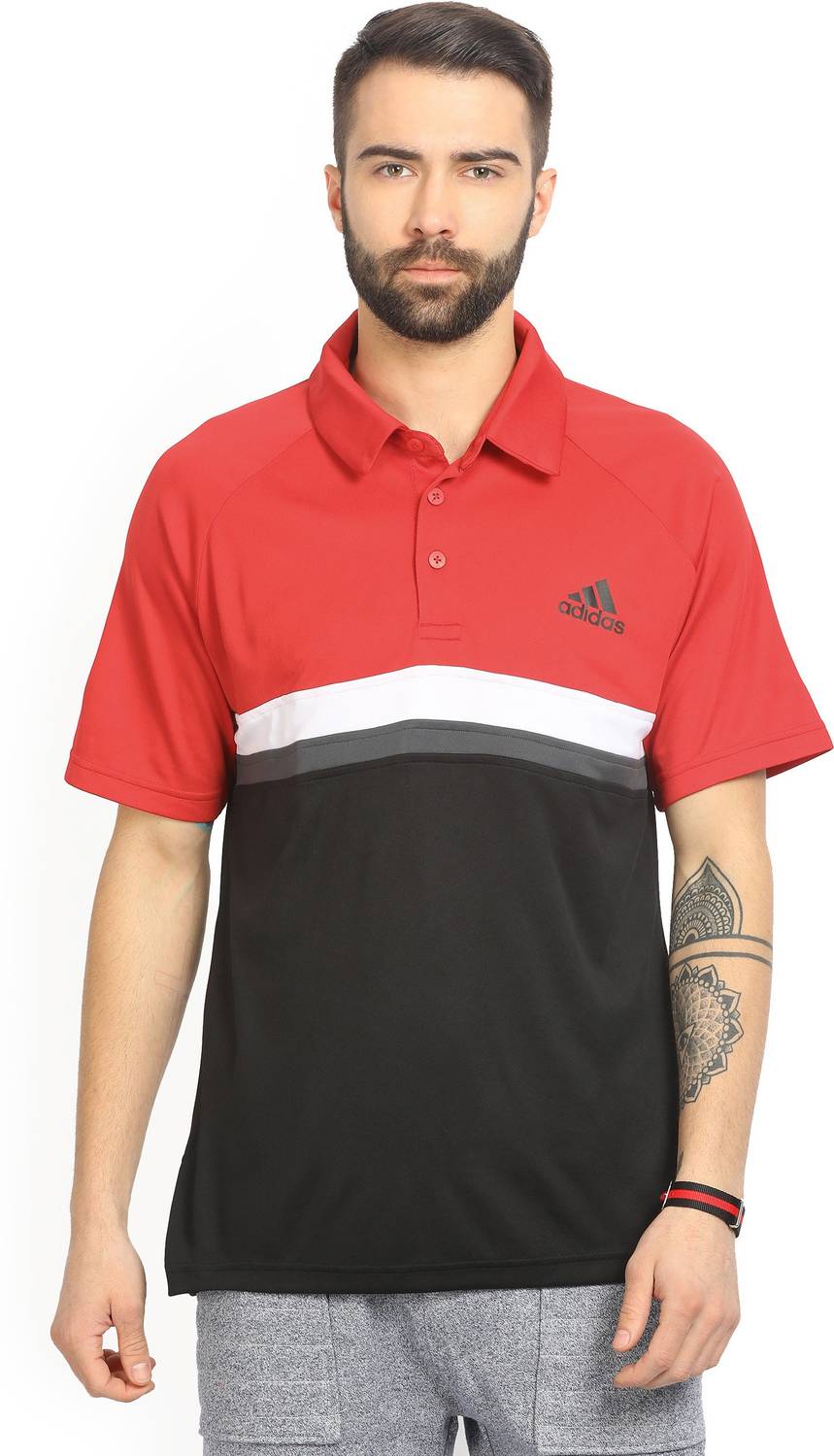 ADIDAS Colorblock Men Polo Neck Multicolor T-Shirt