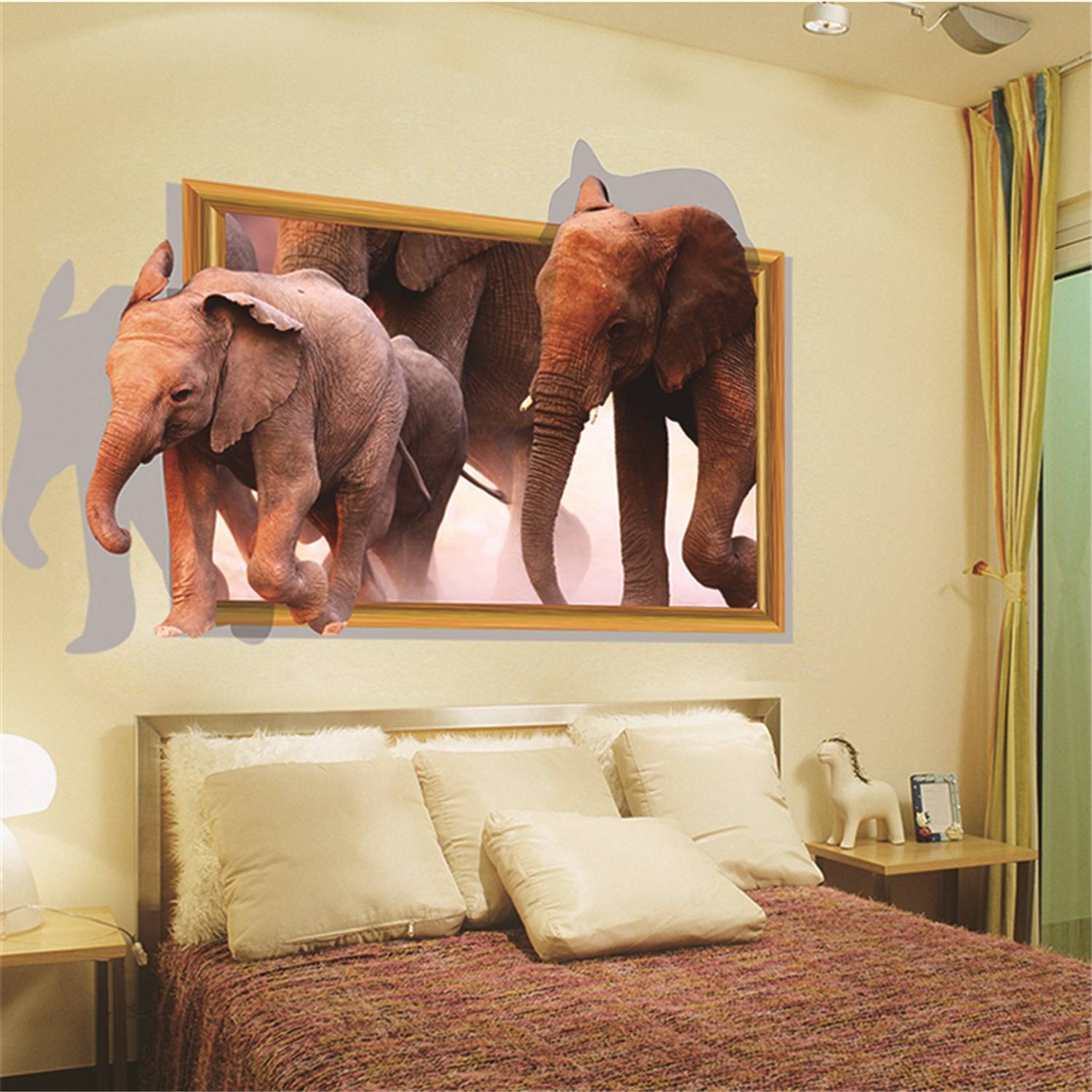 Ampire 89 cm Wall Stickers 3D Elephant Design and Decor for Living Room Self Adhesive Sticker