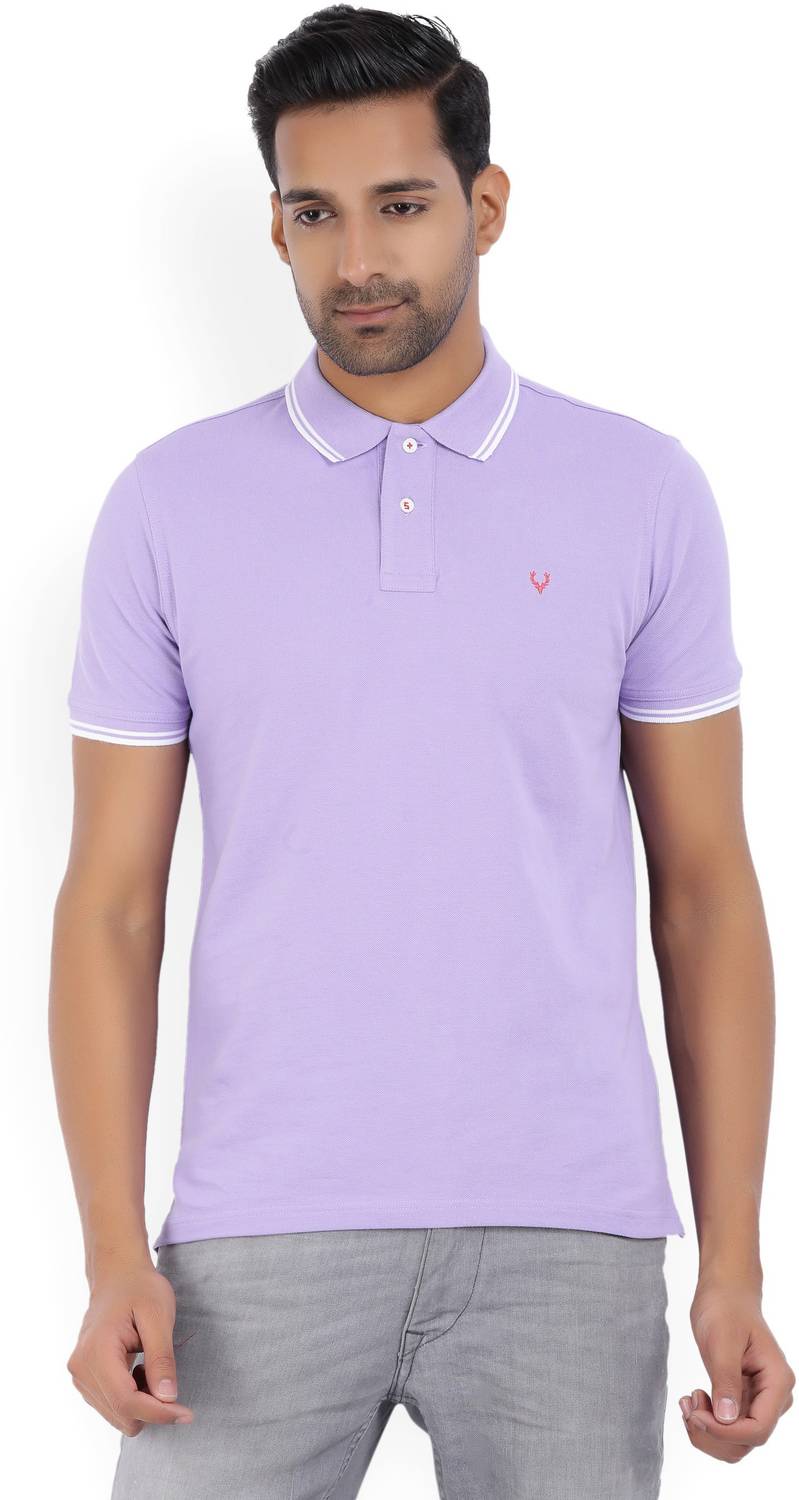 Allen Solly Solid Men Polo Neck Purple T-Shirt
