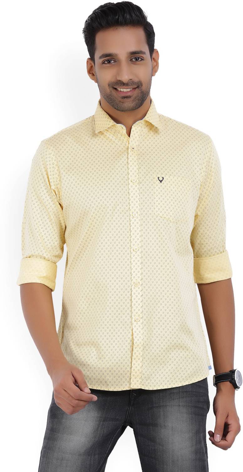 Allen Solly Men Printed Casual Yellow Shirt