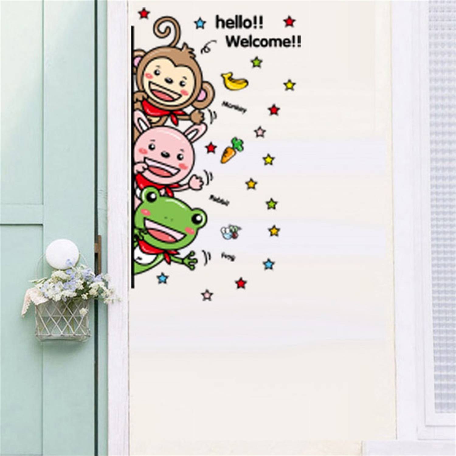 Ampire 33 cm Wall Stickers Monkey and Friends Wardrobe or Door Decor Self Adhesive Sticker