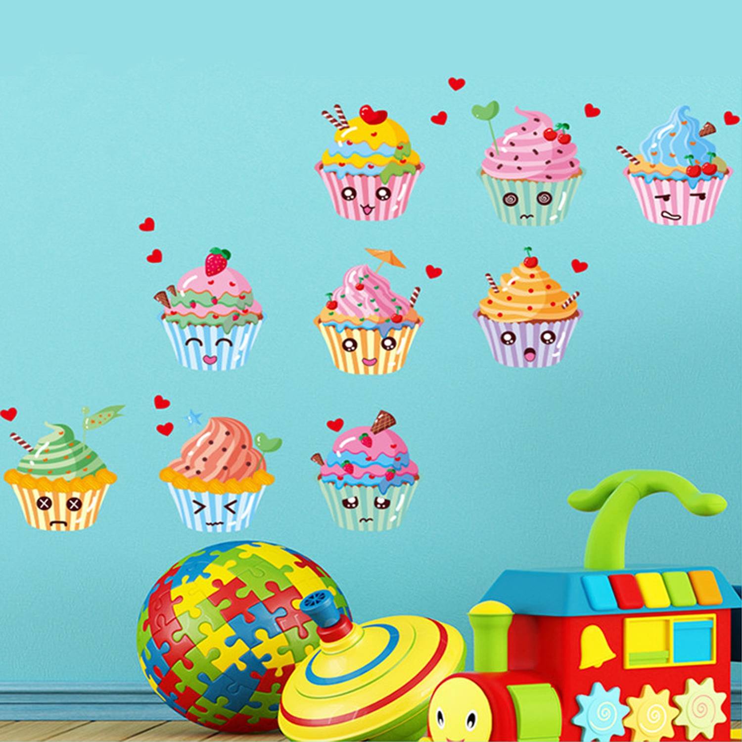 Ampire 40 cm Wall Stickers Kitchen Cabinets Fridge Decoration Multicolour Attractive Muffin Cake Design Self Adhesive Sticker