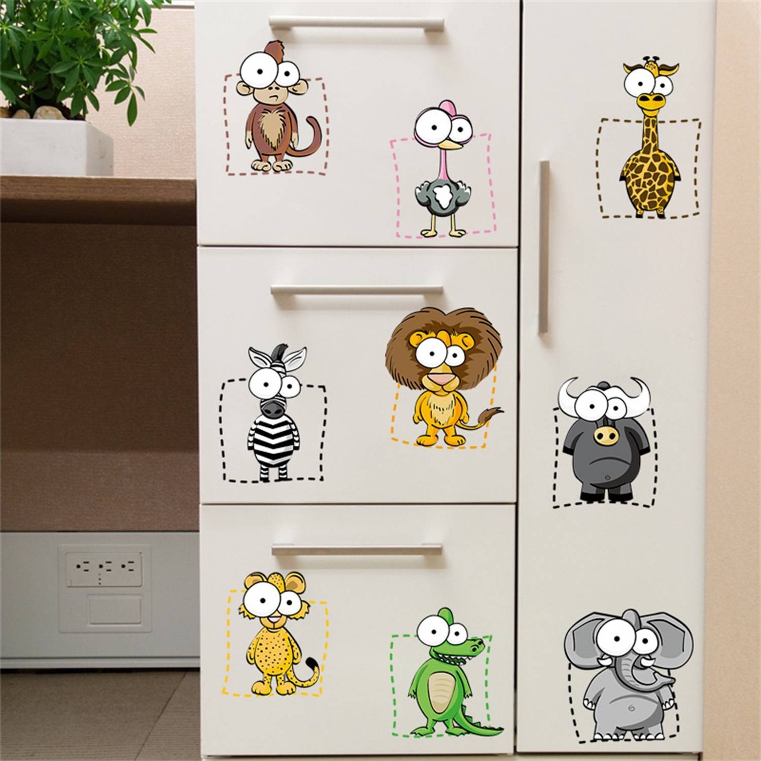 Ampire 45 cm Wall Stickers Funny Googly eyes Animal Fridge Cabinets Decortaion Self Adhesive Sticker