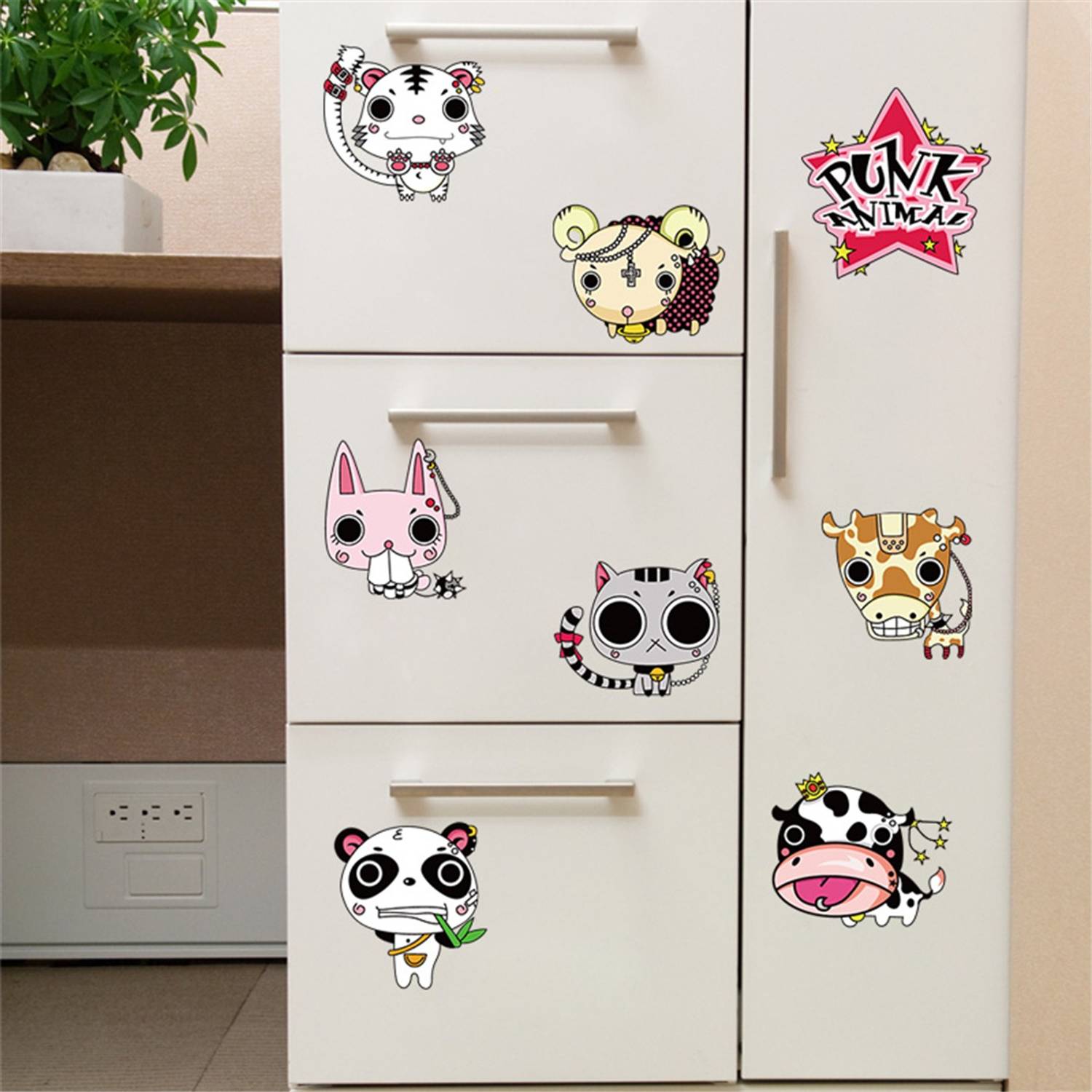 Ampire 40 cm Wall Stickers Crazy Punk animals Fridge Cabinets Doors Design Self Adhesive Sticker