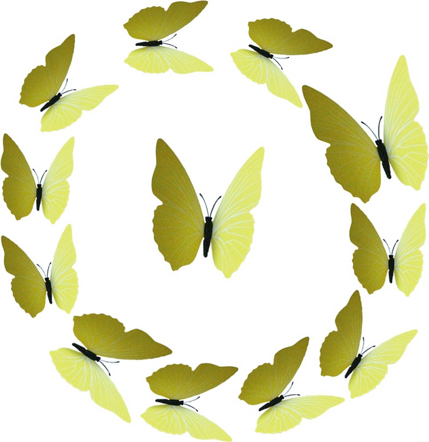 Ampire 12 cm Wall Stickers 3D Butterflies Yellow Table Office Decor Single Layer Magnet Magnetic Sticker