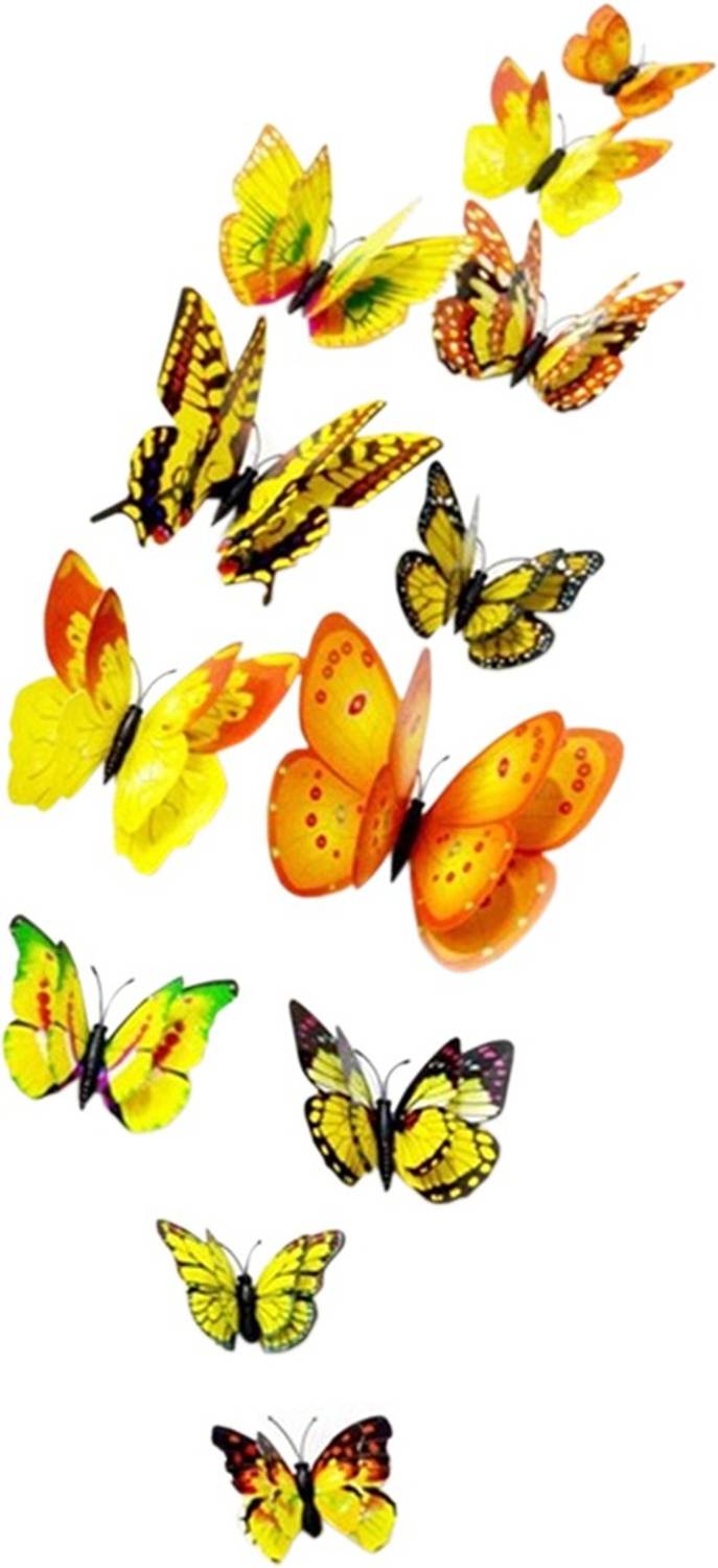 Ampire 12 cm Wall Stickers 3D Butterflies Yellow Creative DIY Idea Magnetic Magnetic Sticker