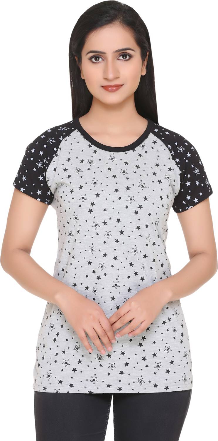 69GAL Girls Printed Cotton Blend Regular T Shirt