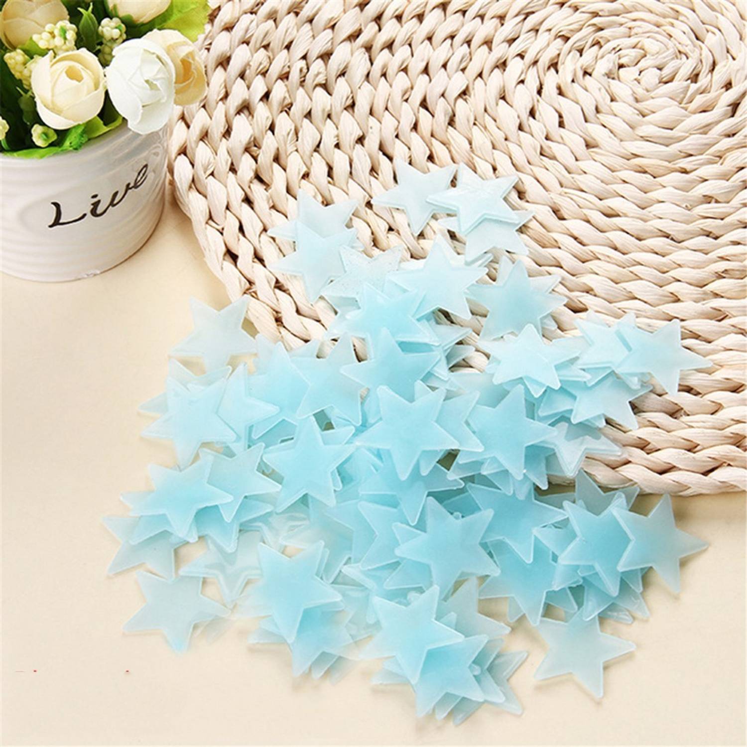 Ampire 2 cm Wall Stickers 3D Stars Night Glowing In Dark Radium Illuminating Blue Kids Room Decoration Glow in the Dark Sticker