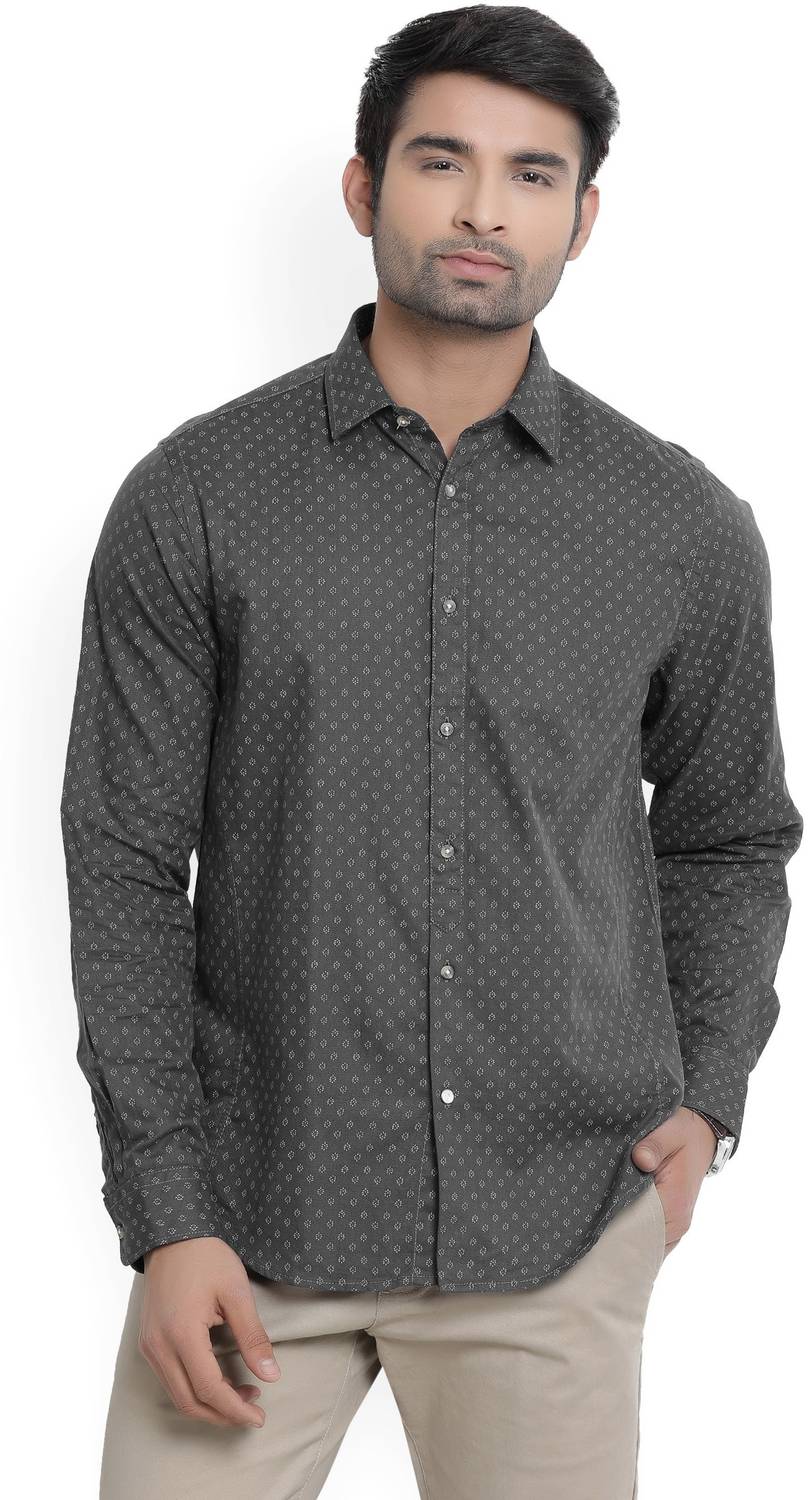 Blackberrys Men Printed Casual Grey Shirt