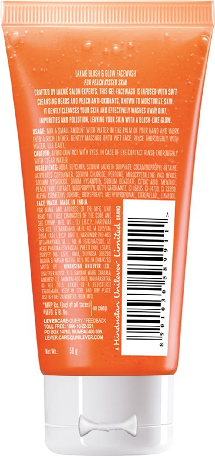 Image of Lakme Blush and Glow Peach Extracts Gel Face Wash
