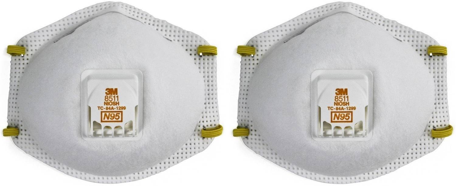 3M Particulate Respirator with Valve 8511 N95 NIOSH Approved (Pack of 2)