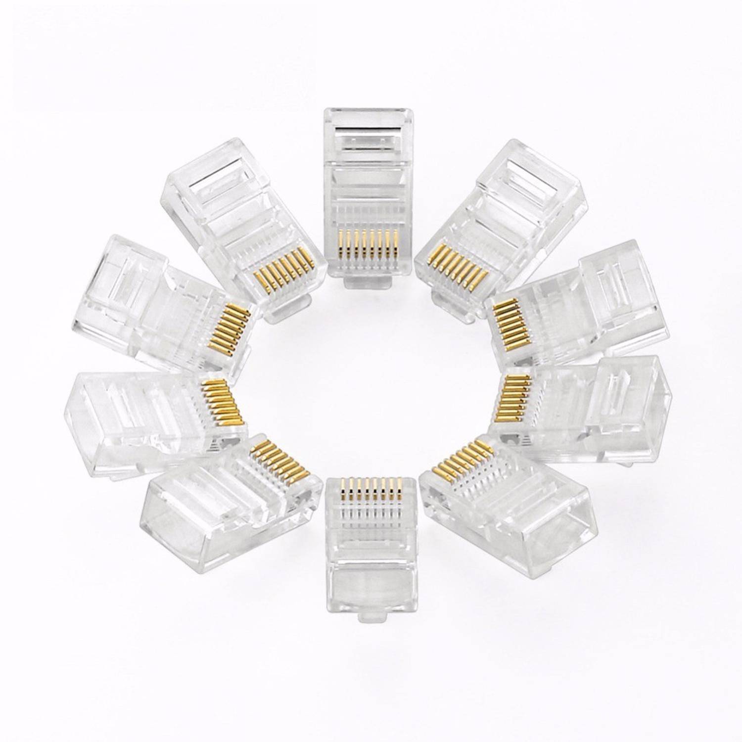 BALRAMA 100pcs RJ45 Connectors Modular 8 Pin Network Cable Plugs RJ-45 Adapter Crimps Network Interface Card