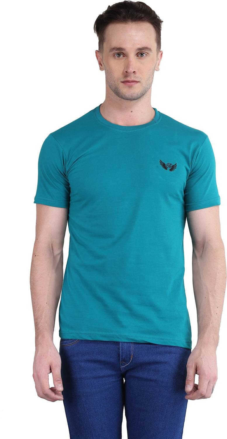 BRAVEZI Solid Men Round Neck Dark Green T-Shirt