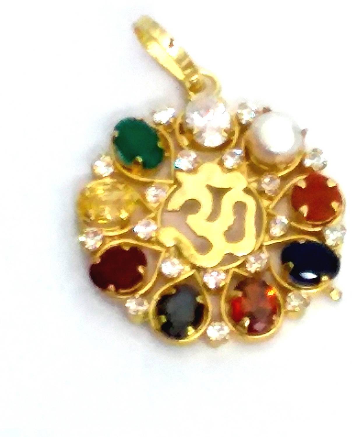 AIR9999 NAVGRAHA NAVRATNA OM SYMBOL ASHTADHATU PENDANT Crystal Metal, Crystal Pendant