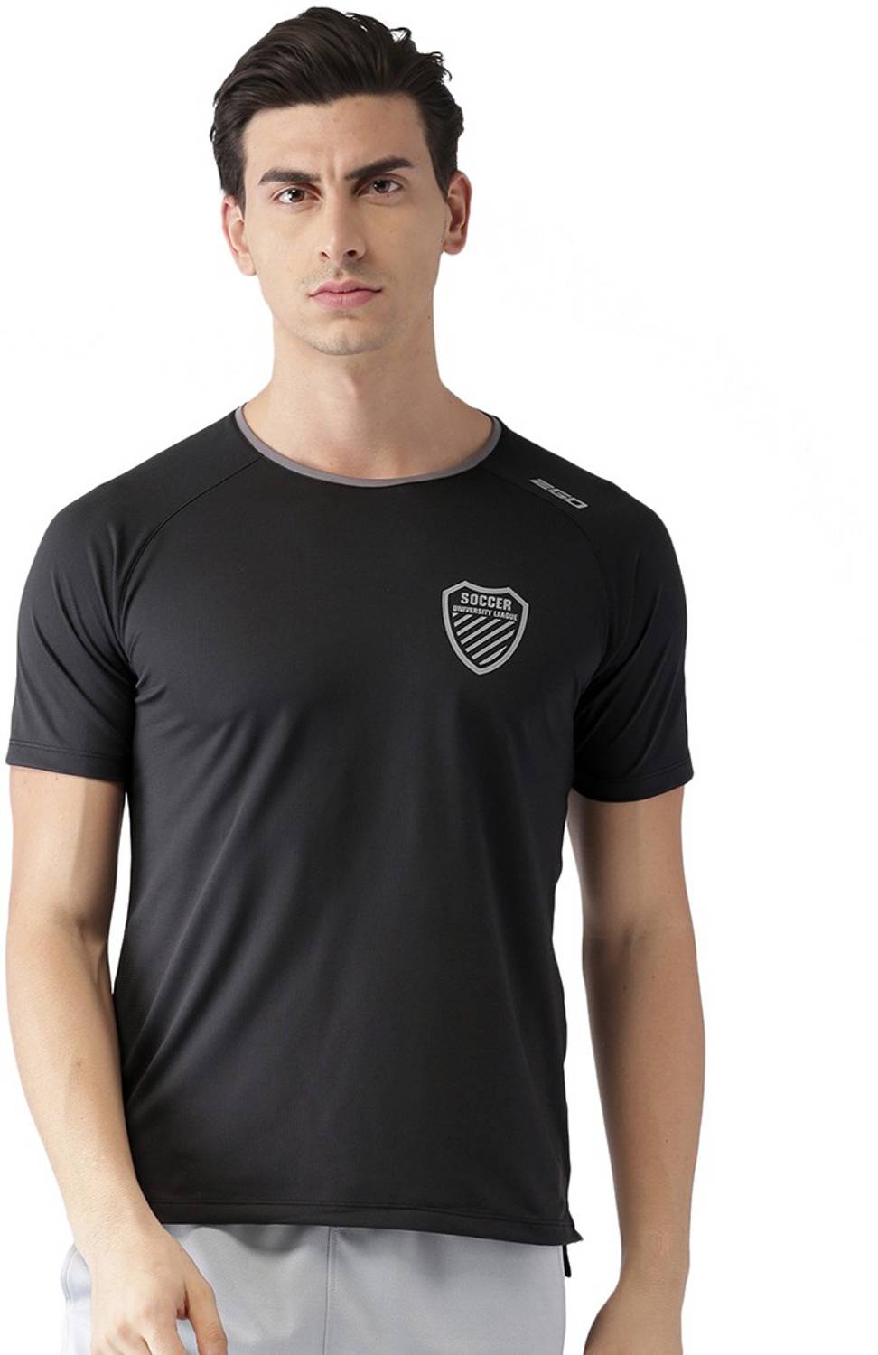 2GO Solid Men Round Neck Black T-Shirt
