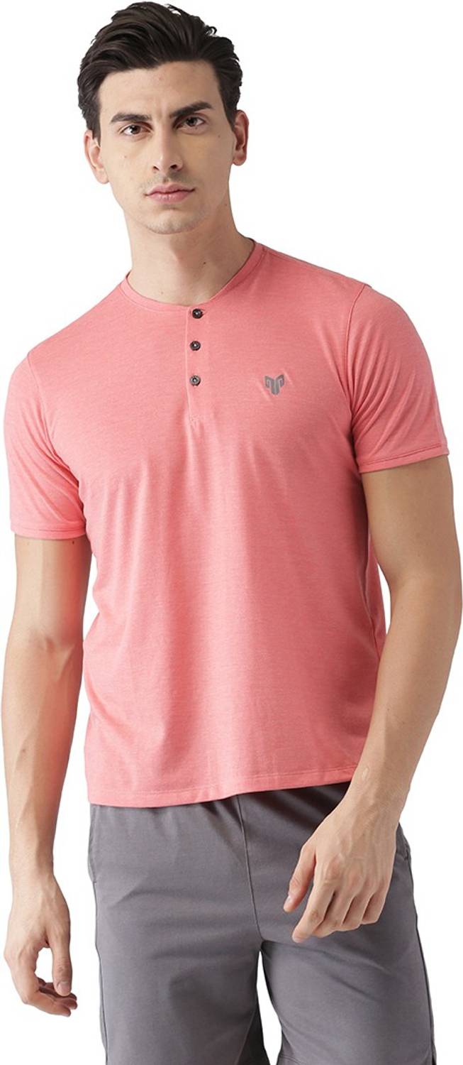 2GO Solid Men Henley Neck Red T-Shirt