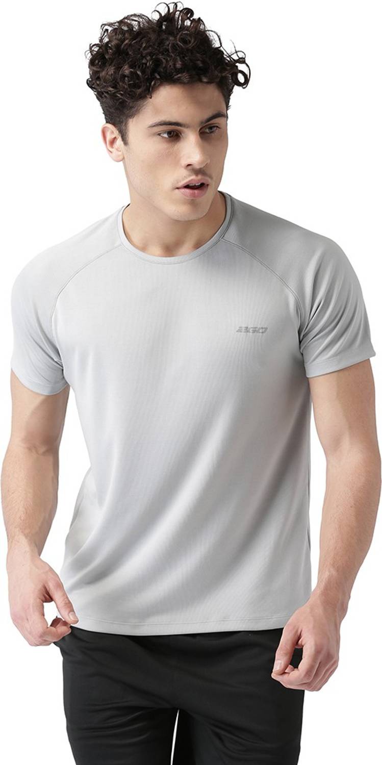 2GO Solid Men Round Neck Grey T-Shirt