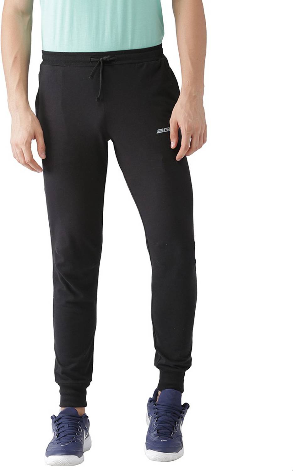 2GO Solid Men Black Track Pants