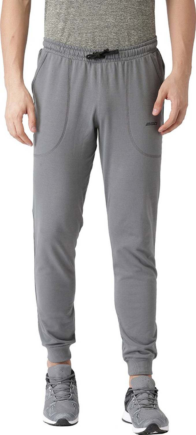 2GO Solid Men Grey Track Pants