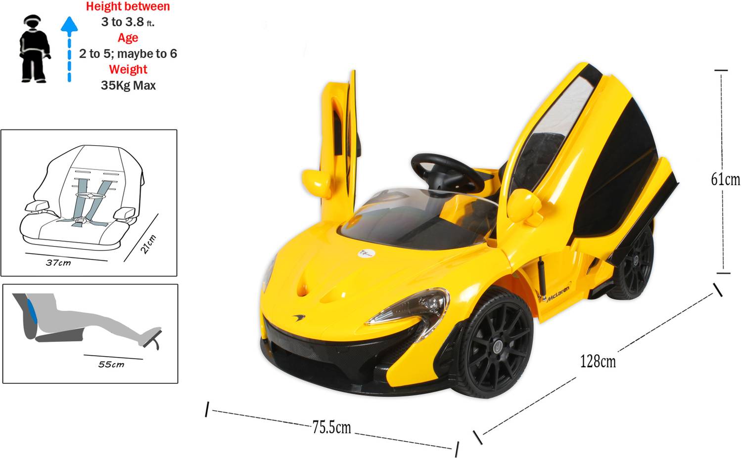Toyhouse Officially licensed McLaren P1 12V Rechargeable Car