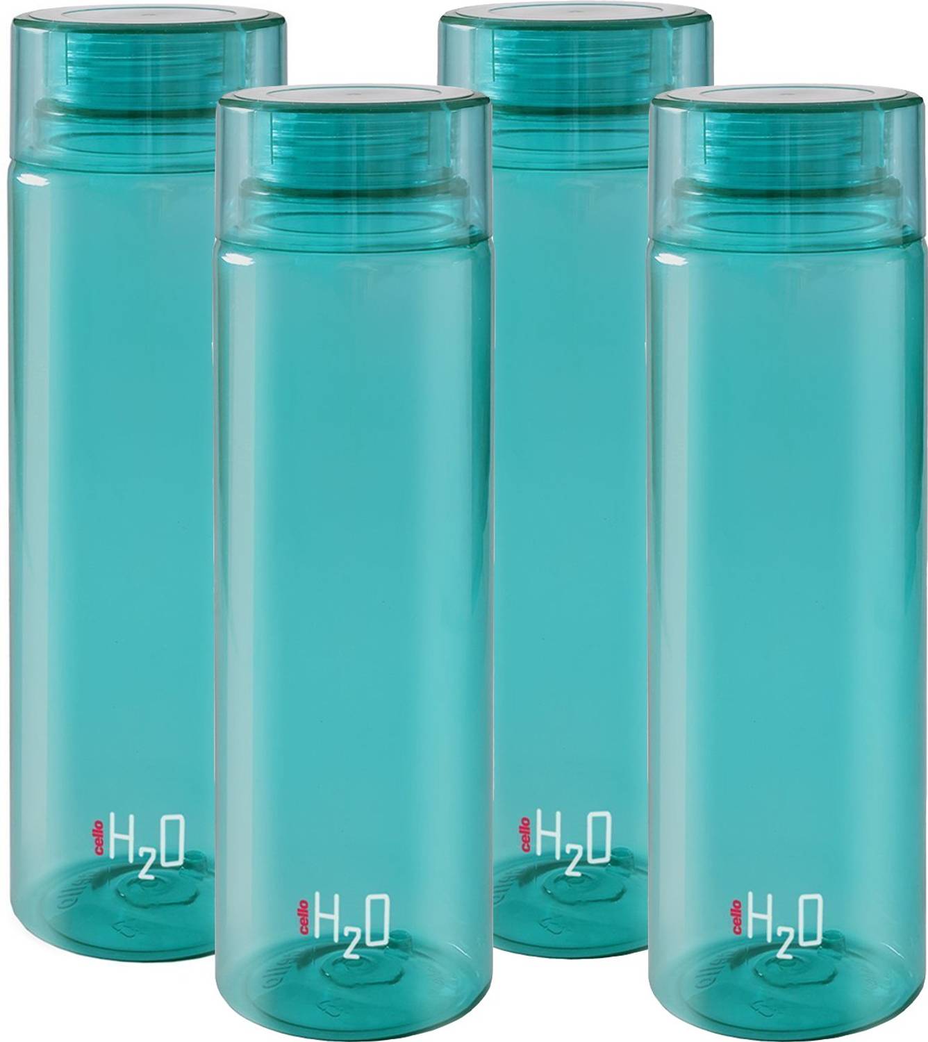 cello present H2O PET 1000 ml BPA free, Leak Proof, Break proof, Crystal clear, 100% food grade, Hygenic, Freezer safe water bottel in set of 4 pcs Sea blue color 1000 ml Plastic Bottle