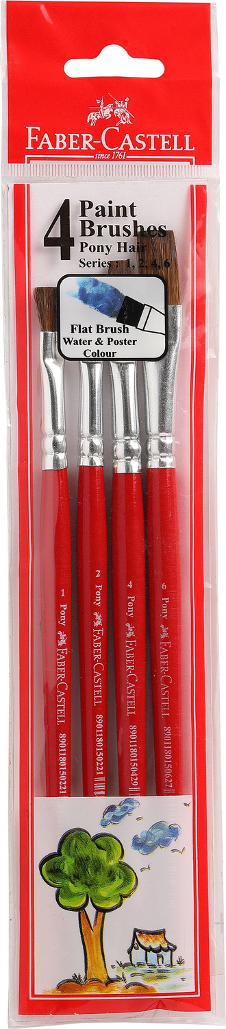 Image of FABER-CASTELL 4 Pony Hair Brushes Flat