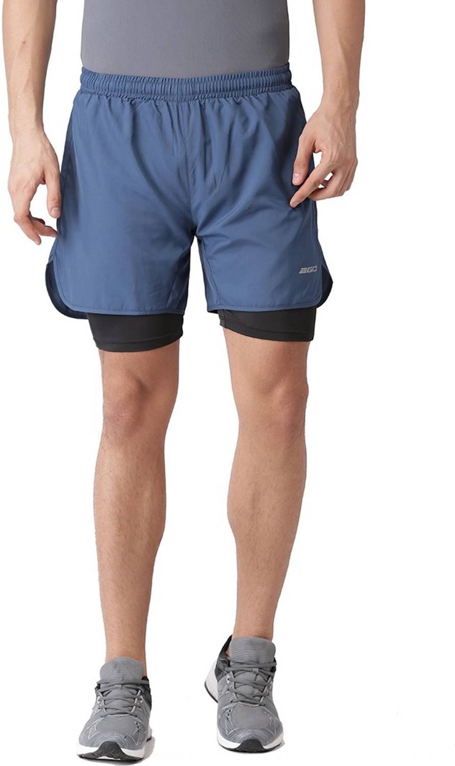 2GO Solid Men Dark Blue Sports Shorts