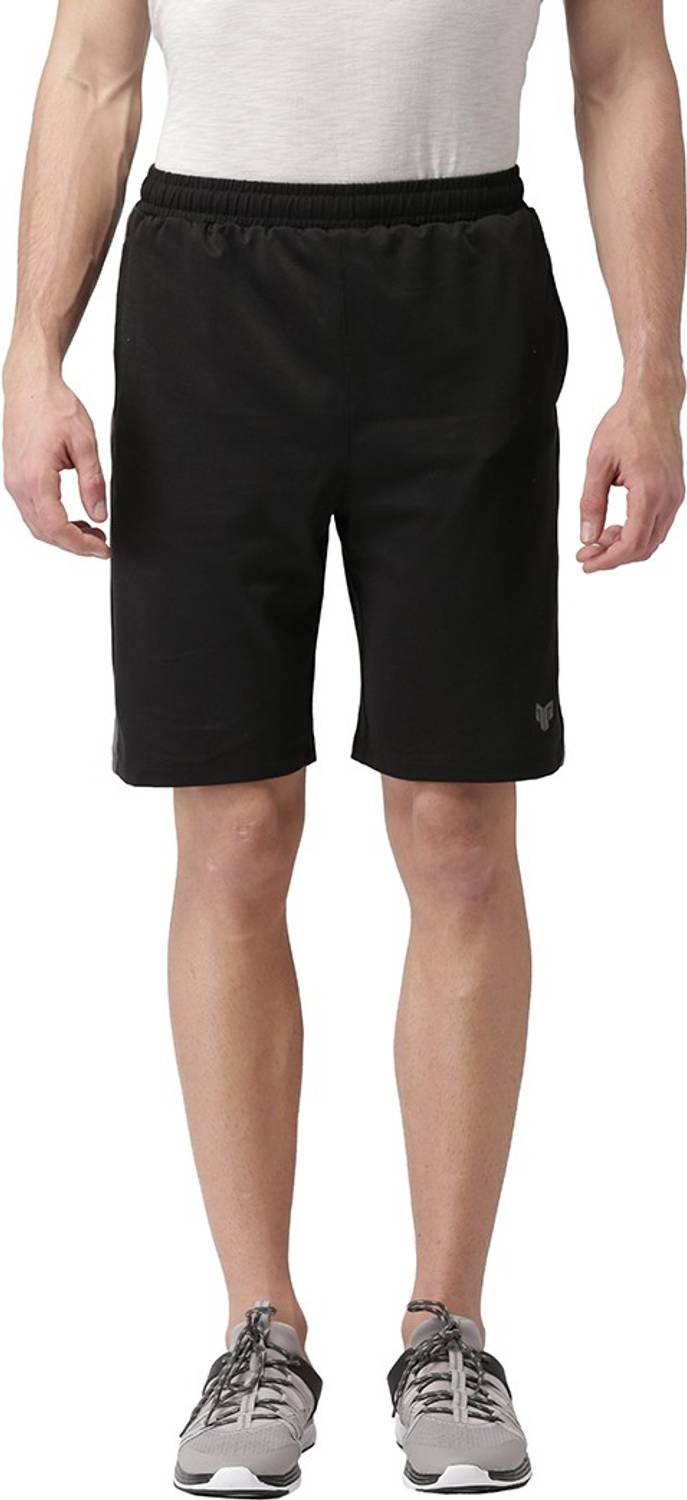 2GO Solid Men Black Sports Shorts