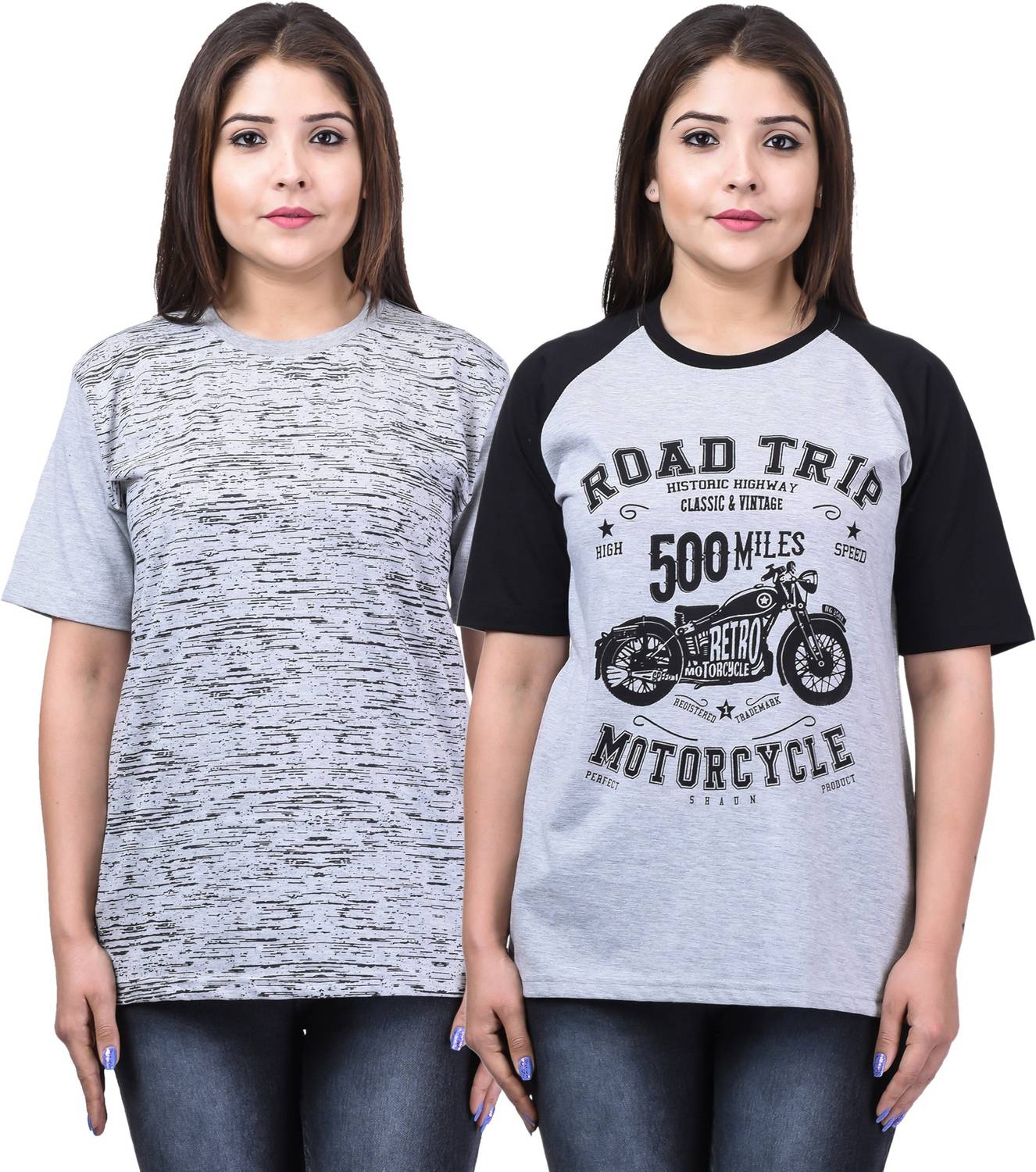 69GAL Printed Women Round Neck Multicolor T-Shirt