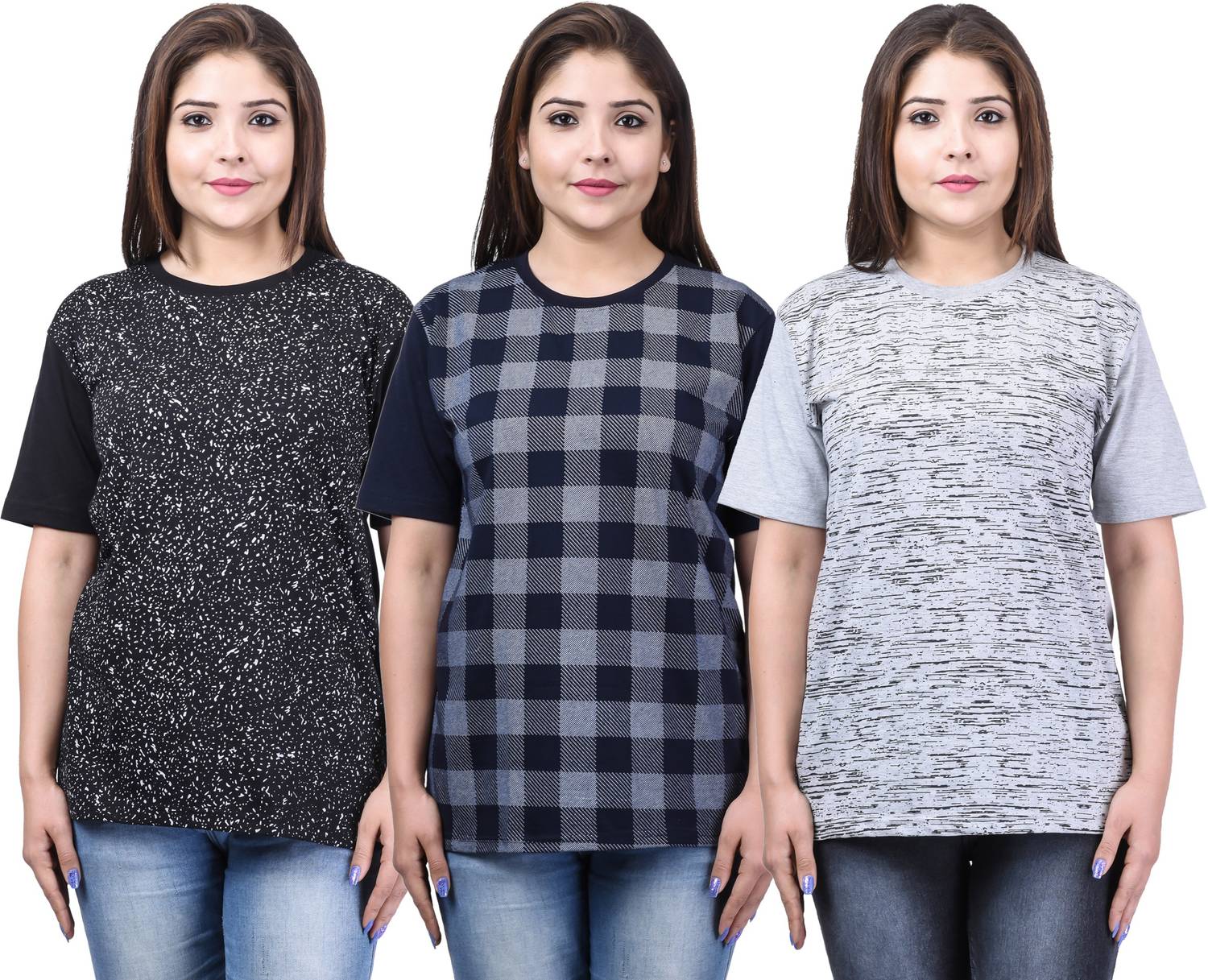 69GAL Printed Women Round Neck Multicolor T-Shirt