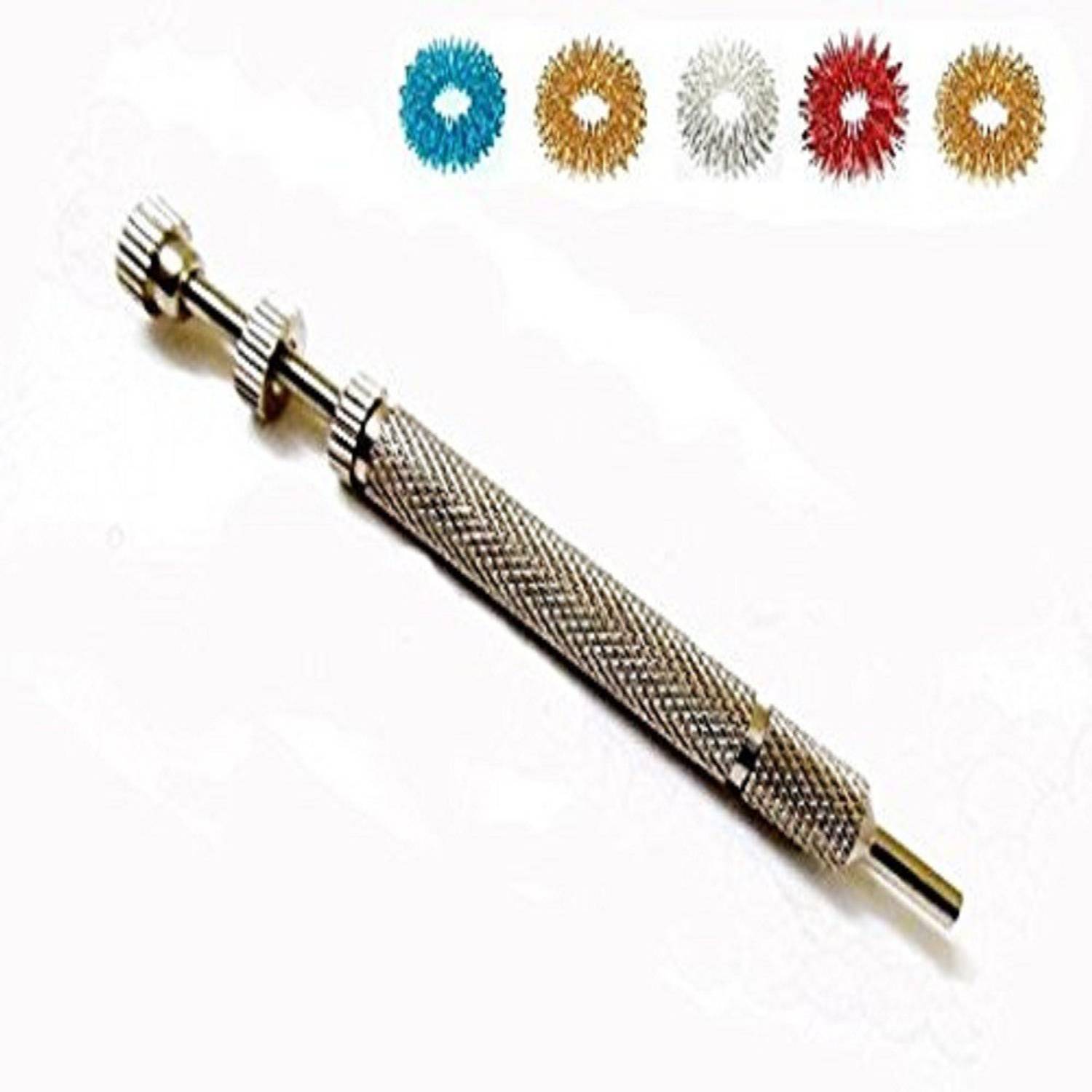 AHCS A499 Acupressure Health Care System Sujok Hand Acupuncture Needle Injector + 5 Sujok Rings Massager