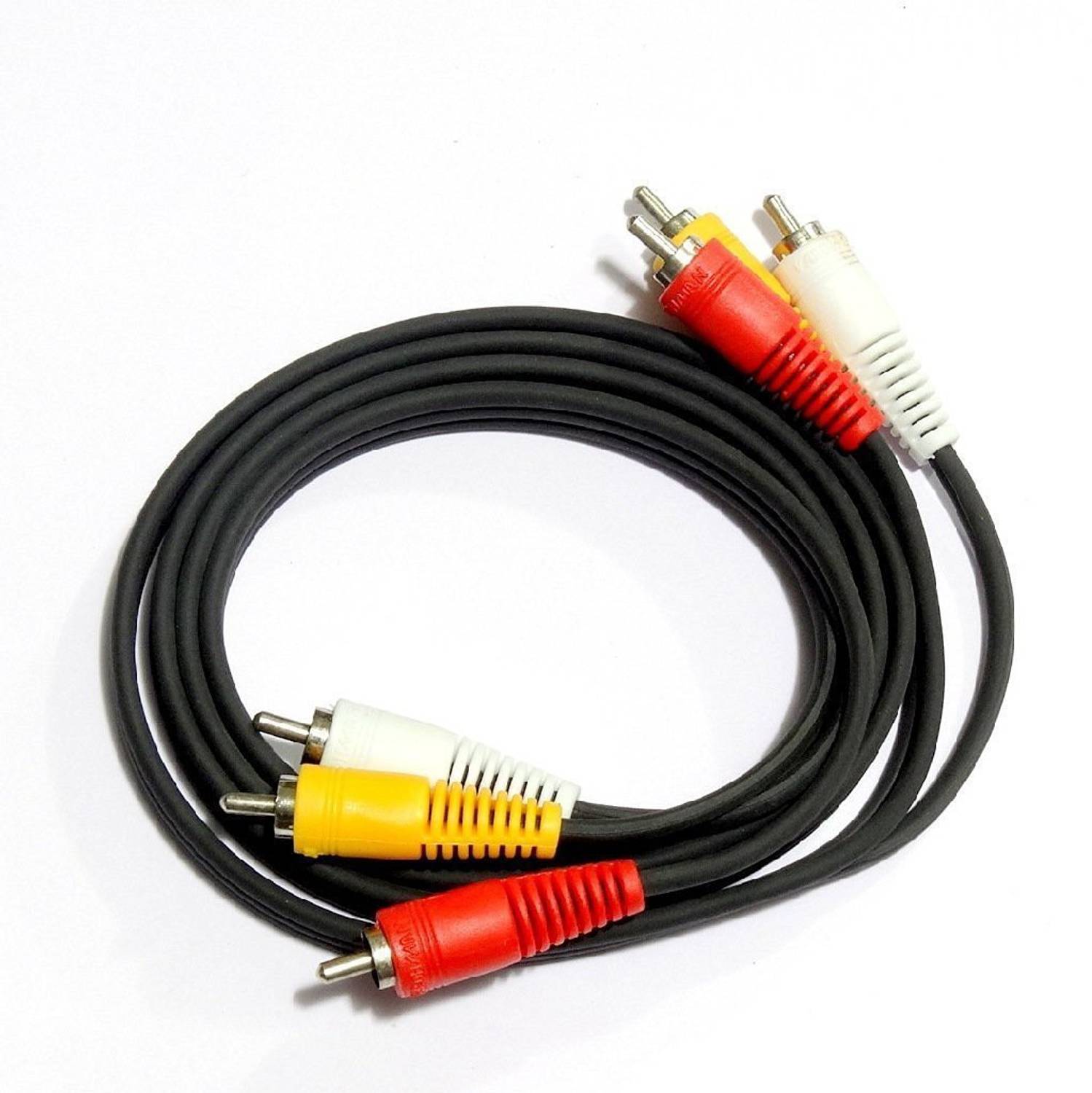 K Dudes  TV-out Cable Both Side Male 3RCA TO 3RCA Gold Plated AV Cable 1.5 Meter_Z5