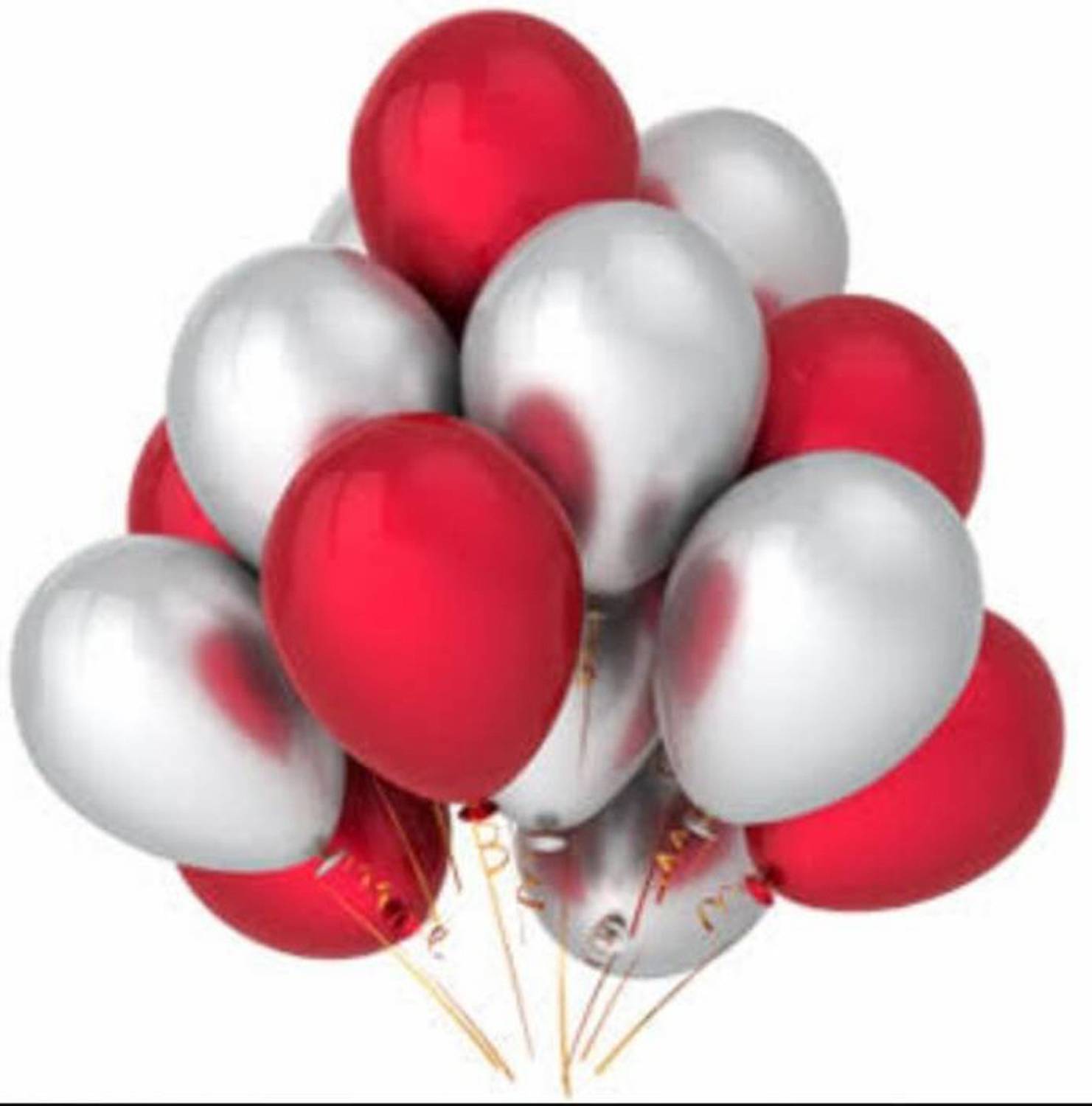 Aone Solid Red Silver Metallic Birthday Balloons Christmas/New Year/Wedding celebration Extra shine Party Balloons Pack of 50Pcs Balloon