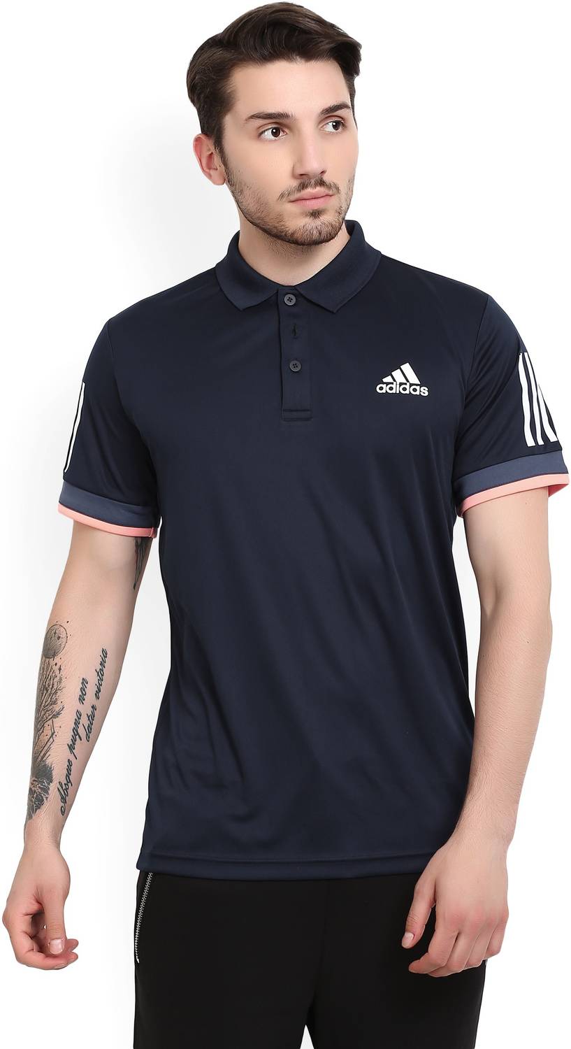 ADIDAS Colorblock Men Polo Neck Dark Blue T-Shirt